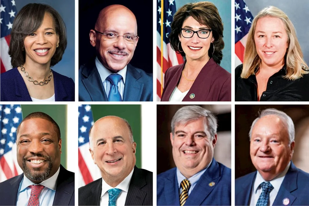 Các tuyên bố và thư chúc mừng từ: hàng trên từ trái sang: Lisa Blunt Rochester (Thượng nghị sĩ Hoa Kỳ của Delaware), Thượng nghị sĩ Pennsylvania Vincent Hughes, Hạ nghị sĩ Pennsylvania Mary Isaacson và Mandy Steele; hàng dưới từ trái sang: Chủ tịch Hội đồng Thành phố Philadelphia Kenyatta Johnson, Ủy viên Hội đồng Thành phố Mark Squilla, Điều hành Quận Allegheny Patrick J. Catena và Ủy viên Hội đồng Quận Bob Macey.

