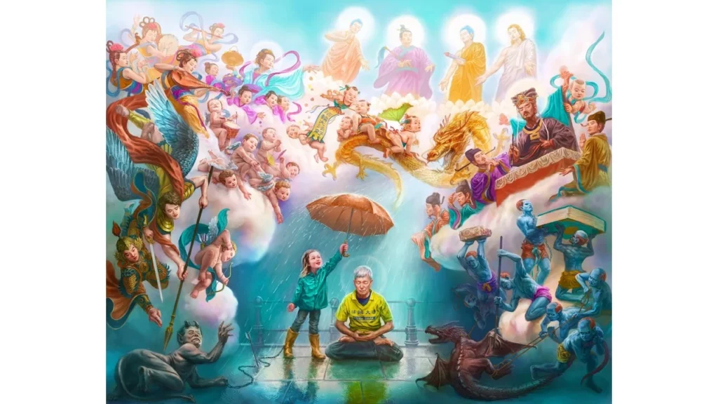 Bức tranh “Lựa chọn của tương lai” của họa sĩ Dương Minh Lộc. (Nguồn: Hữu Duyên TV)