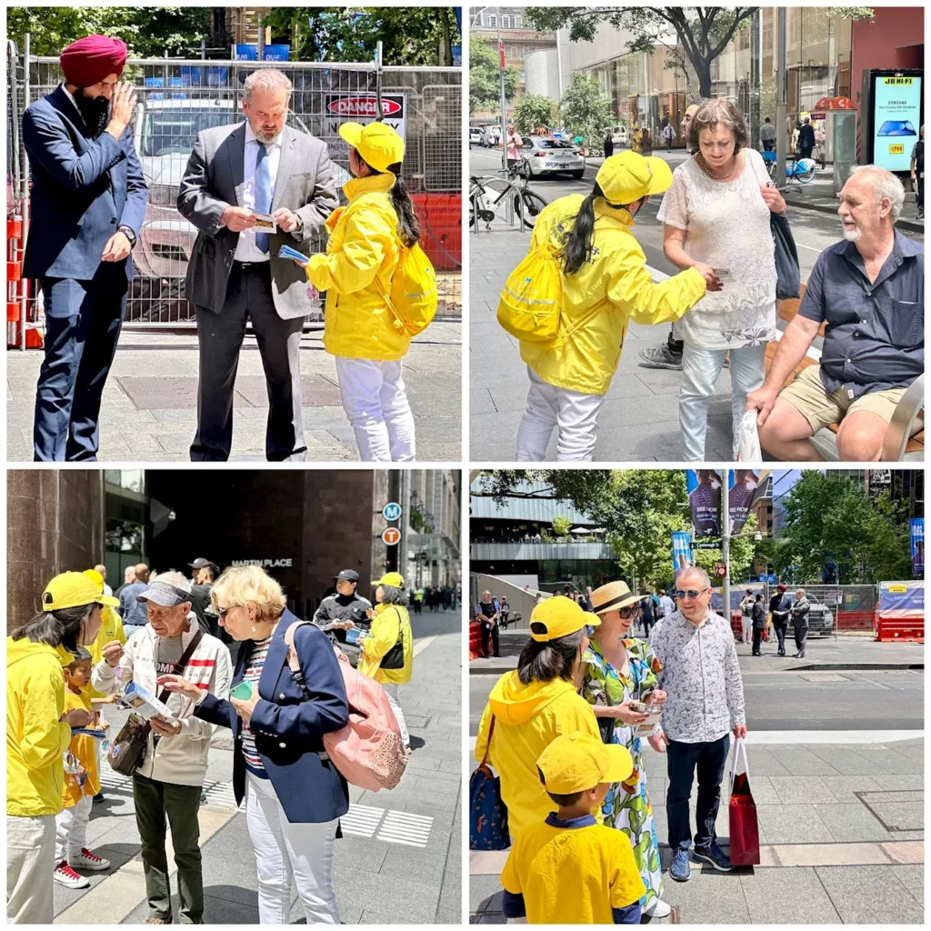 Mọi người trò chuyện với các học viên để tìm hiểu thêm về Pháp Luân Đại Pháp 