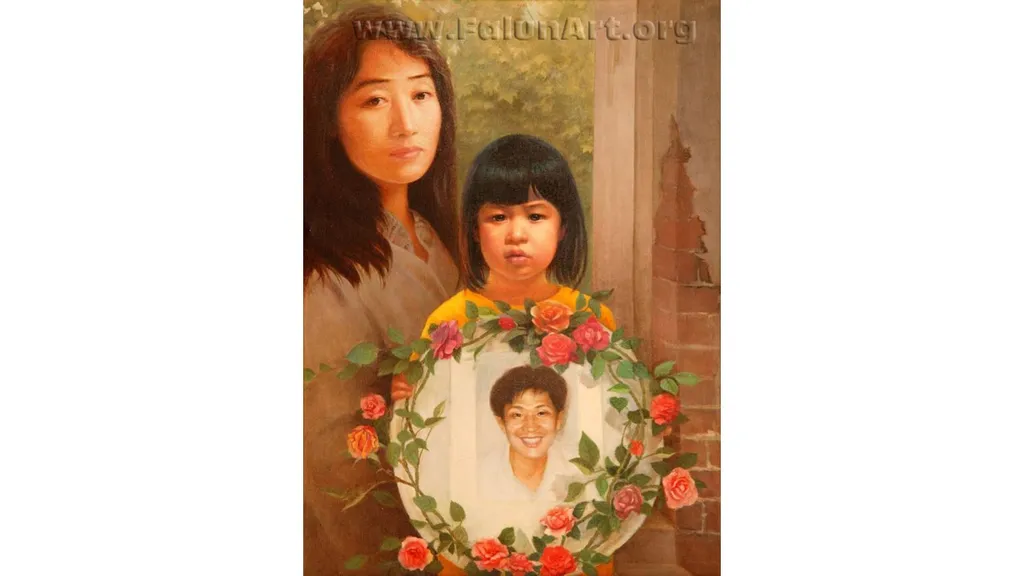 Tranh sơn dầu “Cha ơi, hãy quay về” của họa sĩ Uông Vệ Tinh, 2004