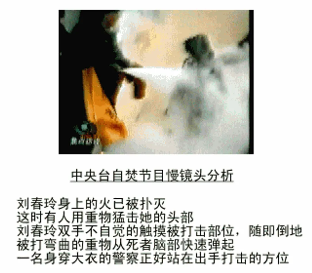 Trích đoạn video phân tích chuyển động chậm vụ “Tự thiêu” của CCTV (Nguồn từ minhhue.net)