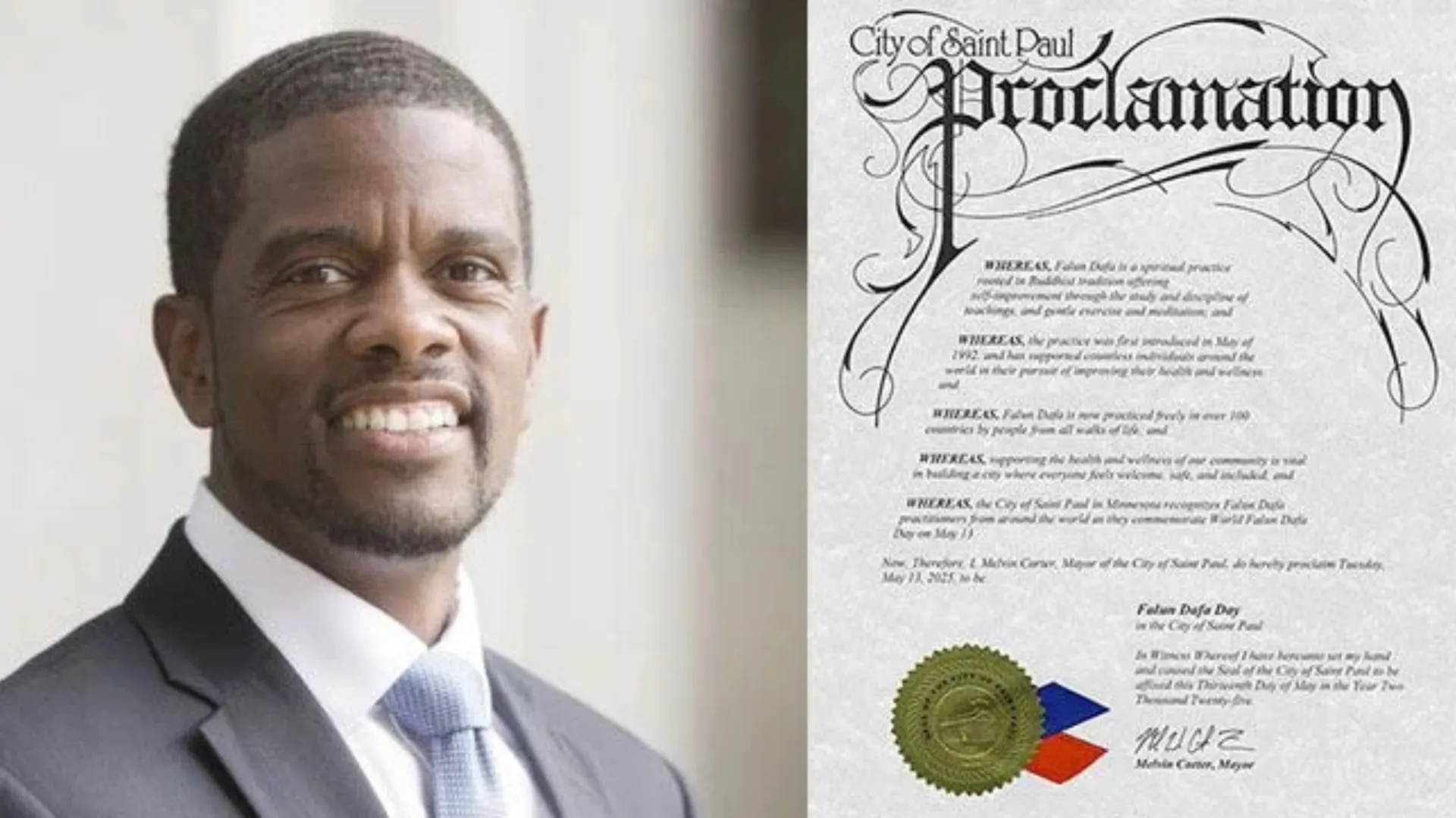 Thị trưởng Melvin Carter và tuyên bố của ông về Ngày Pháp Luân Đại Pháp