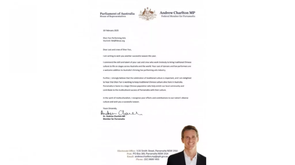 Toàn văn thư chúc mừng của Nghị sĩ Liên bang, Tiến sĩ Andrew Charlton MP