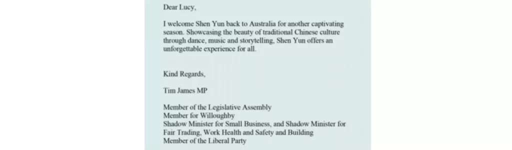 Toàn văn thư chúc mừng của ông Tim James Nghị sĩ bang New South Wales